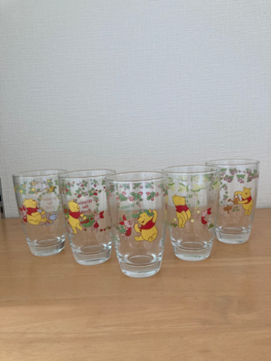 プーさんグラス5個ウォルト ディズニー まんまるん 三島広小路の生活雑貨の中古あげます 譲ります ジモティーで不用品の処分