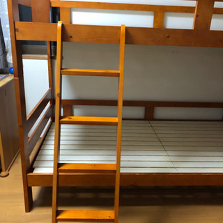 【決まりました】中古品☆訳あり二段ベッド☆木製シングルベッド2台分