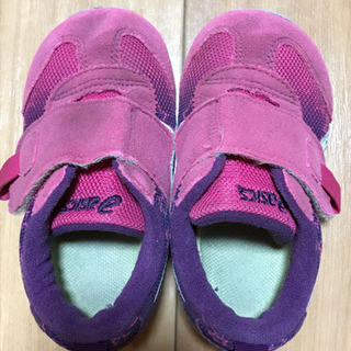 アシックス運動靴　14センチ　ピンク✖️紫色