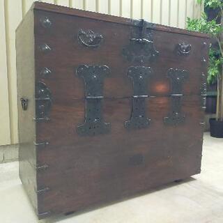 朝鮮最高級！【李朝家具】無垢材古鉄金具 半閉櫃