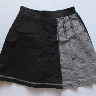 グレンチェック×ブラック　インナーパンツ付き　切り替えスカート