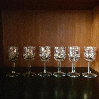 【ネット決済】ワイングラス シェリーグラス 色ガラス 6脚セット