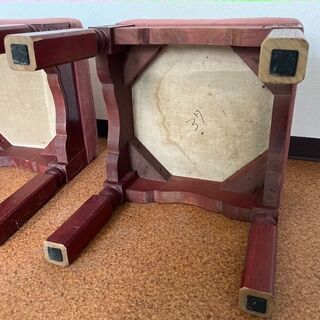 【昭和レトロ】【アンティーク】木製スツール　椅子2個セット - 家具