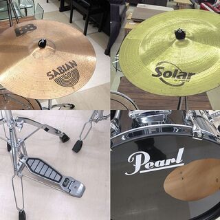 Pearl パール ドラムセット+SABIAN製シンバル+スタンド類 豪華セット BEAT INN SERIES USED バスドラム/タム/スネア/フロア/ハイハット等