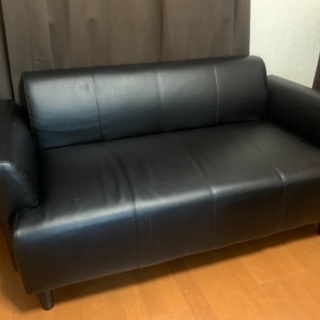 【ネット決済】IKEA 黒革のソファ