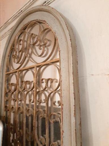 【お譲り先決定】シャルル ミラー パネル コベントガーデン Covent アーチ 窓 アンティーク シャビーシック フレンチ 鏡 壁飾り BG-47
