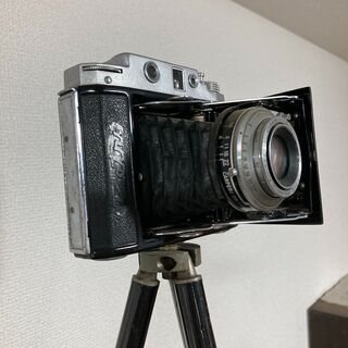 【昭和レトロ】【アンティーク】栗林 Kuribayashi CARPERU 蛇腹カメラ 三脚付き