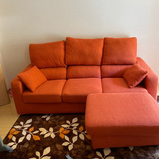 ※名古屋市近郊の方限定　★万代家具　3人掛けソファ ◎オットマン付き 名古屋市近郊の方限定 ☆万代家具 3人掛けソファ ◎オットマン付き