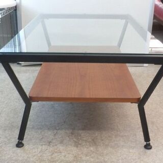 ガラステーブル フランフラン W900×D550×H370㎜ メリオル コーヒー