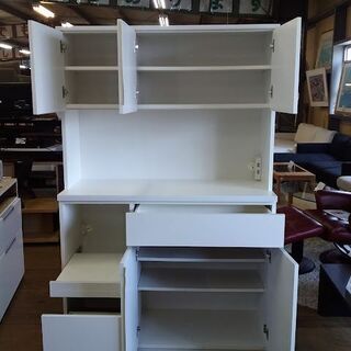 愛品倶楽部柏店】 土井インテリア 3枚扉キッチンボード 白 モイス使用 