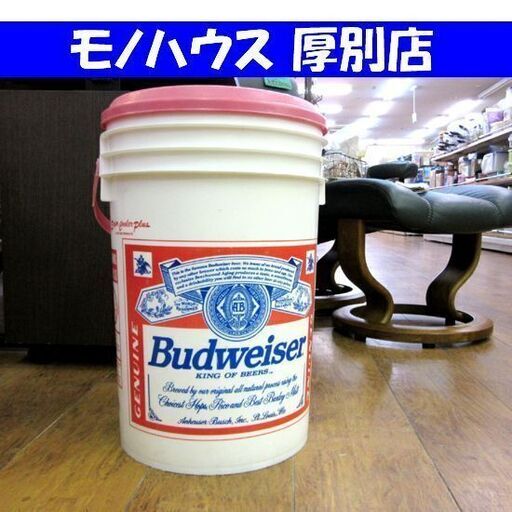 Budweiser 缶型 クーラーボックス ホワイト×レッド 高さ46.5cm スツールにも！ 保冷 椅子 バドワイザー 札幌 厚別店
