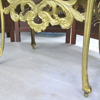 大理石 グリーンオニキス サイドテーブル 飾り棚 花台 電話台 真鍮 猫脚 ロココ調 クラシック ヴィンテージ 札幌市手稲区