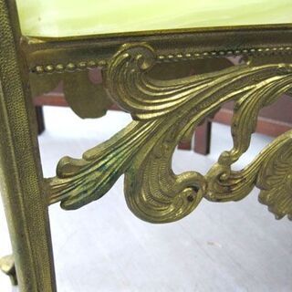 大理石 グリーンオニキス サイドテーブル 飾り棚 花台 電話台 真鍮 猫脚 ロココ調 クラシック ヴィンテージ 札幌市手稲区