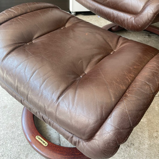 【売約済み】　Ekornes エコーネス　ロイヤル 本革 ストレスレスチェア　オットマン　本革　レザー　検　ローヤル　Royal  stress less chair チェアー　イージーチェア　1人掛け　ソファ　レザー　ブラウン　ダークブラウン　茶色　焦茶　メンテナンス済み　【47万円】