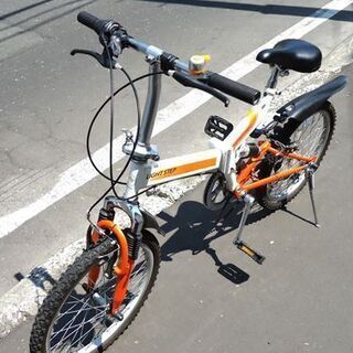 20インチ 折りたたみ 自転車 SPALDING スポルディング 6段変速 Wサスペンション ホワイト×オレンジ☆ PayPay(ペイペイ)決済可能 ☆ 札幌市 豊平区 平岸 20インチ 折りたたみ 自転車 SPALDING スポルディング 6段変速 W