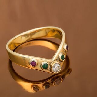 18K ダイヤモンド・エメラルド・ルビー 指輪 品番r20-334