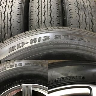 【BS RD-613 STEEL 195/80R15 107/105L LT】夏タイヤ【社外ホイール 15インチ 6J6HPCD139.7+33】200系ハイエース等　(VTJ338) クレジットカード QR決済可能