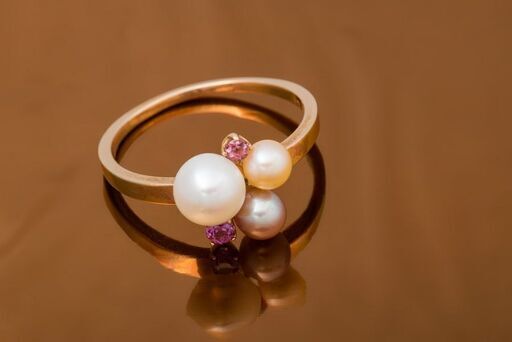 K18 真珠・ピンクトルマリン 指輪 品番r20-338