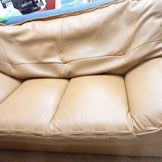 G4853 2人掛けソファ 札幌ファニシング サンフラワー 牛革 一部合皮 送料B
