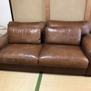 【ネット決済】ソファ・心石工芸・本革総張り・国産品（中古品）