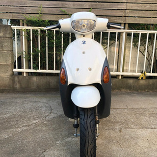 ☆SUZUKI 原付　レッツ4 ホワイト　前後輪タイヤ新品　バッ...