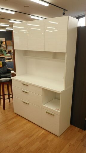 k335☆ニトリ☆食器棚・レンジボード☆ホワイトウッド調☆幅1200㎜☆近隣配達、設置可能