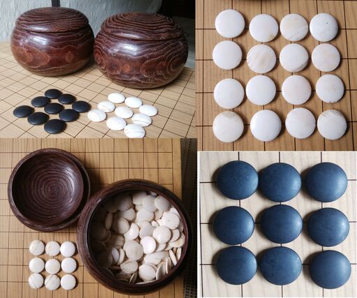 碁盤（足付、19路盤、天柾） 碁石（蛤/那智黒） 囲碁 碁石 蛤碁石 白