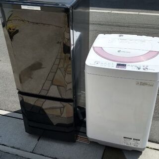 ！！取引決定！！30日15時以降 洗濯機のみ配送設置☆★☆★洗濯槽も清掃済み♪三菱146L冷蔵庫とシャープ6kg洗濯機☆★☆★２