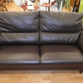 k337☆2pソファ☆レザー製☆ダークブラウン☆幅1960㎜☆良品☆近隣配達 ...