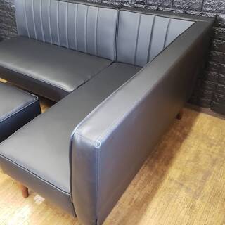 【8572】ソファーダイニングセット・２P、右肘アーム・ベンチの３点セット