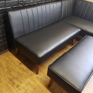 【8572】ソファーダイニングセット・２P、右肘アーム・ベンチの３点セット