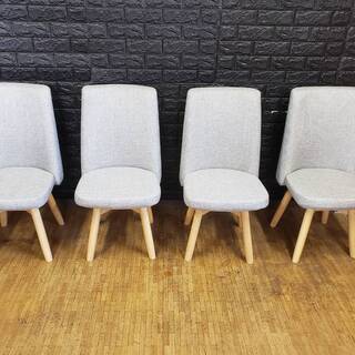 6489】ダイニング回転チェア4脚セット・ライトグレー