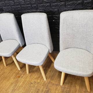 【6489】ダイニング回転チェア４脚セット・ライトグレー