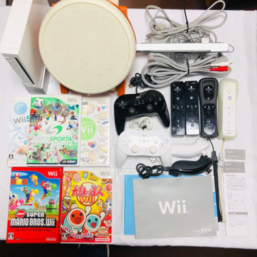 ☆すぐ遊べる☆Wii本体\u0026ソフト５本スペシャルセット(消毒済、動作確認済)