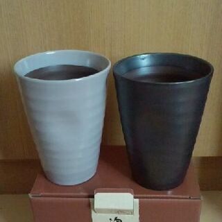 未使用　泡立ちビアタンブラー　二客組　陶器製