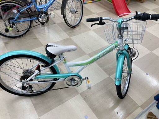 子供用自転車　ｸﾞﾘｰﾝ×ﾎﾜｲﾄ