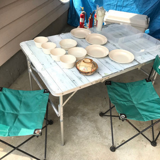 キャンプ道具セット一式 (椅子/テーブル/食器)