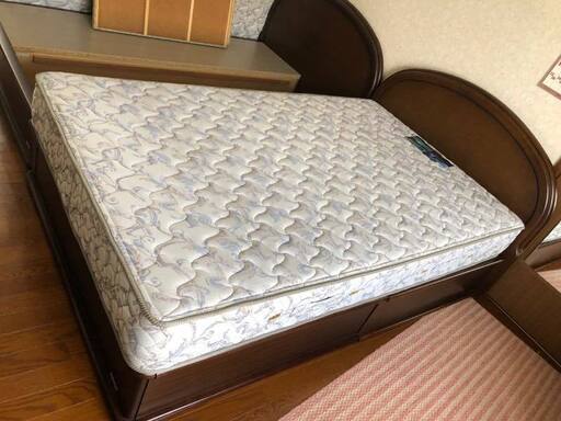 苫小牧発 フランスベッド France Bed ウッドフレーム セミダブル ベッド 引出し収納 マットレス付き