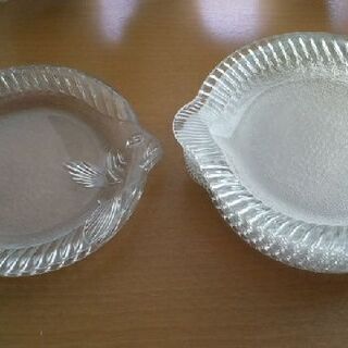 昭和レトロ　カレイの平皿　ガラス　６枚