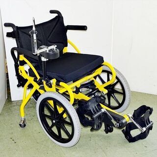 山口)下松市より 足こぎ車椅子(Mサイズ)ソリッドイエロー 耐荷重100㎏ 対応