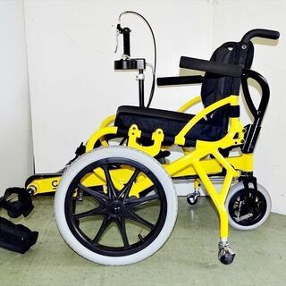 山口)下松市より 足こぎ車椅子(Mサイズ)ソリッドイエロー 耐荷重100㎏ 対応