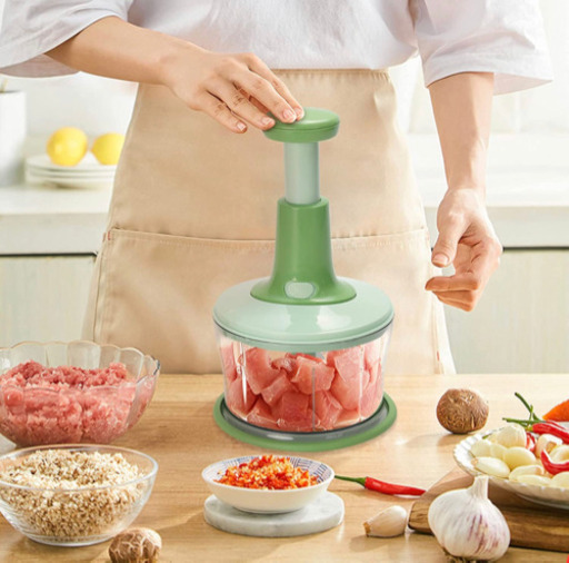 【新品】1台5役！みじんきりチョッパー　サラダスピナー　野菜水切り器　手動フードチョッパー　プッシュタイプ　1200ML大容量