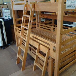 【愛品倶楽部柏店】木製3段ベッド　2段ベッド+子ベッド【店舗同時販売中】