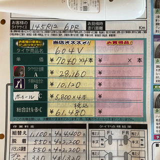 半額以下！！BRIDGESTONE　ブリヂストン　604V 145R12 6PR