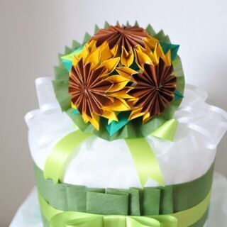 お花のおむつケーキ♥ワークショップ♥ひまわりの折り紙ブーケ♥ 