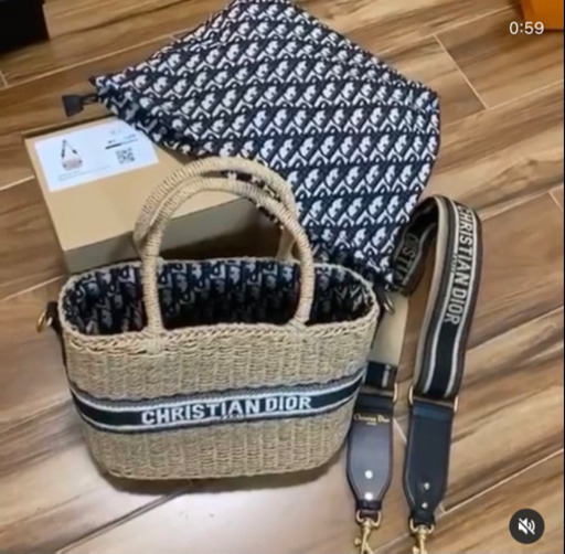 DIOR カゴバッグ ウィッカー オブリークショルダー付き Dior】かごバッグ DIOR カゴバッグ ウィッカー オブリークショルダー