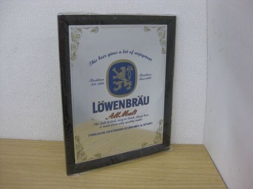 Asahi アサヒビール LBパブミラー Lowenbrau レーベンブロイ 額装 看板 鏡 インテリア