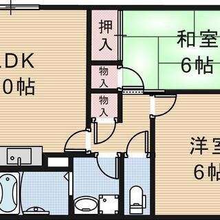 No91KN😊敷金•礼金無し❗️✨２LDK😊2人入居可👬