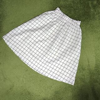 【ネット決済】チェック柄　白　ロングスカート