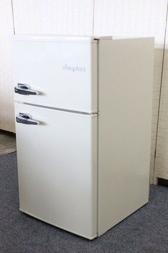 シンプラス おしゃれ2ドアレトロ冷凍冷蔵庫 85L SP-RT85L2-WH かわいい ホワイト 2021年製 simplus 冷蔵庫 中古家電 店頭引取歓迎 R3859)